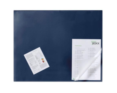 Durable Desk Mat with Transparent Overlay 650 x 520mm Dark Blue 